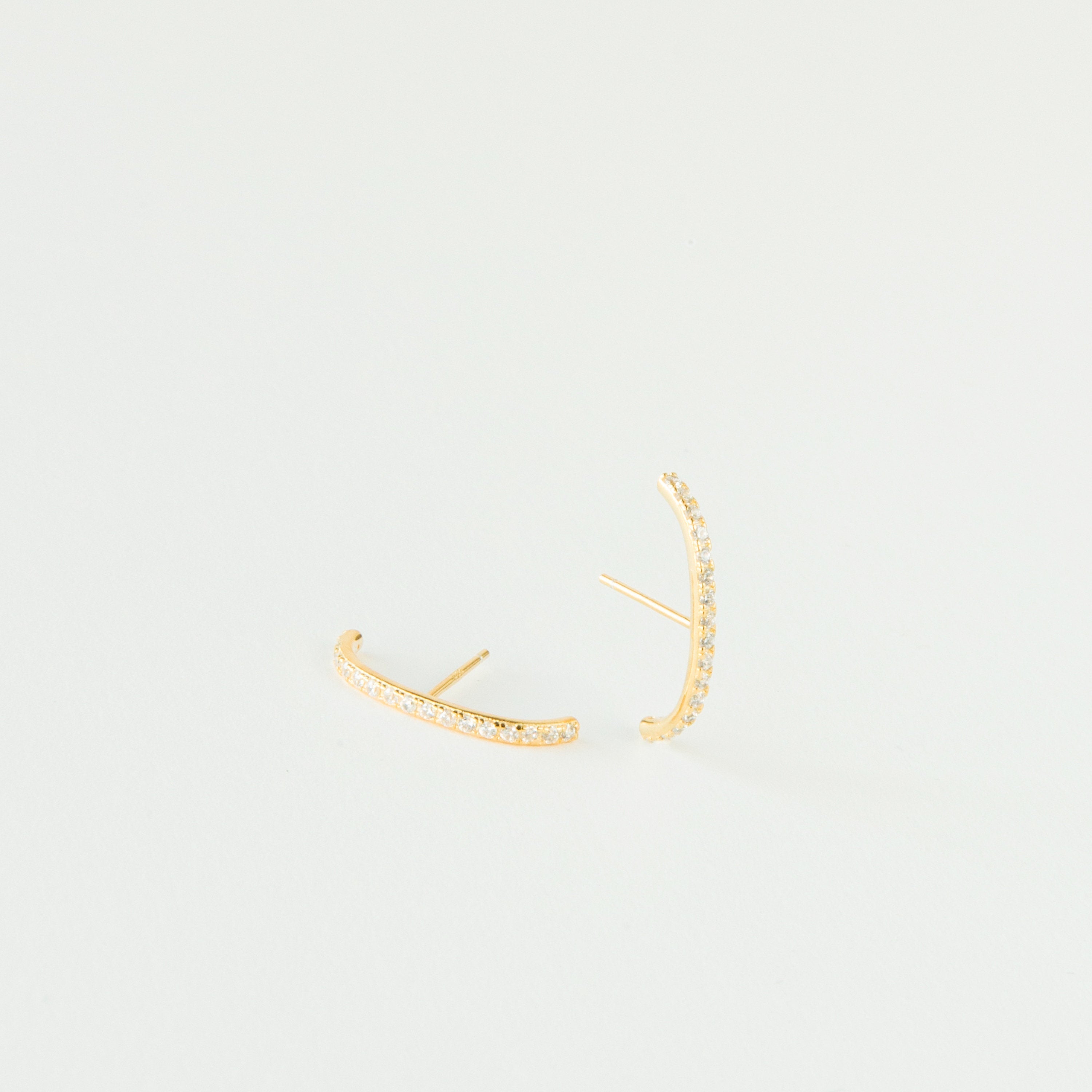 Pave Arc Studs 18K Gold